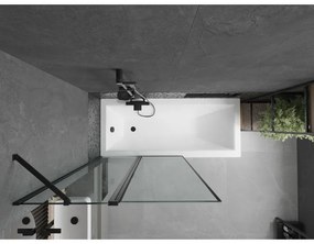 Mexen Flip, 1-krídlová vaňová zástena 100 x 150 cm, 6 mm číre sklo, čierny profil, 894-100-101-70-70