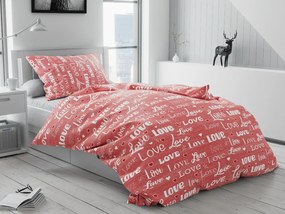 Bavlnené obliečky Love červené Rozmer obliečky: 70 x 90 cm | 140 x 220 cm
