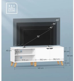 Televízny stolík BASTOR biely