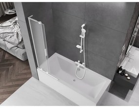 Mexen Velar L, 2-krídlová posuvná vaňová zástena 75 x 150 cm, 8mm sklo námraza, biela matná, 896-075-003-31-20