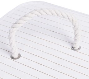 Rohový kôš na bielizeň 60 l bambusový biely / sivý