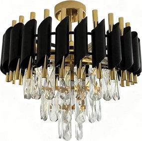 Prisadený luster CRISTAL 5xE14/10W/230V priemer 38 cm čierna/zlatá