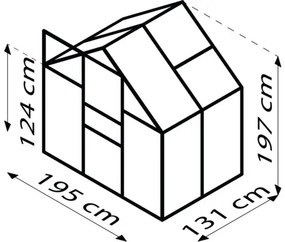 Skleník Vitavia Venus 2500 sklenený 3 mm 195x131 cm zelený