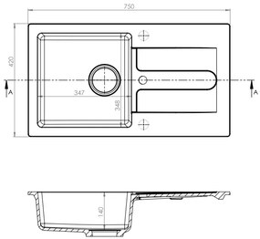 ALVEUS CZ CORTINA 110- 91 jednoduchý sifon + záslepka Bauhaus