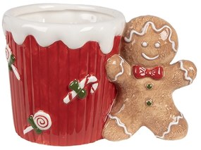 Červený keramický hrnček Perníček Gingerbread - 15*10*10 cm / 350 ml