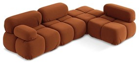 Oranžová zamatová modulárna rohová pohovka (pravý roh) Lokua – Makamii