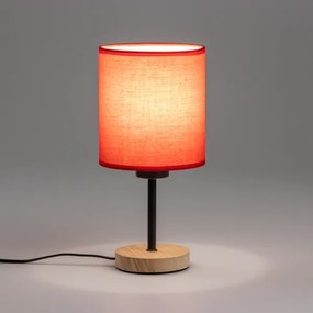 Brilagi - Stolná lampa NUBILA WOOD 1xE27/25W/230V dub/červená