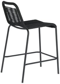 Čierna barová stolička s oceľovou konštrukciou Kave Home Glenville, výška 62 cm