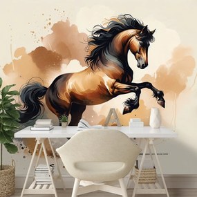 Tapeta dynamický hnedý kôň v pohybe