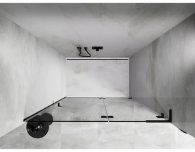 Mexen, Mexen Lunar L Otočné pravé sprchové dvere 130 cm, priehľadné, čierne - 834L-130-000-70-00-P