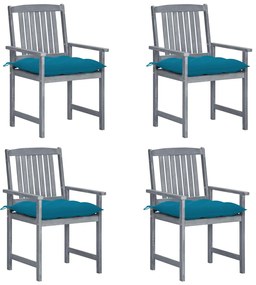 Záhradné stoličky s podložkami 4 ks, sivé, akáciový masív