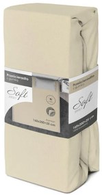 Bavlnené džersejové prestieradlo SOFT 160x200 cm + 25 cm krémové