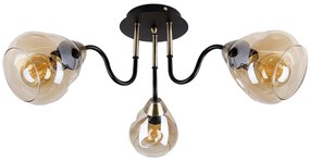Candellux UNICA Stropné svietidlo Black+Golden 3X40W E27 Smoked lampshade 33-00880
