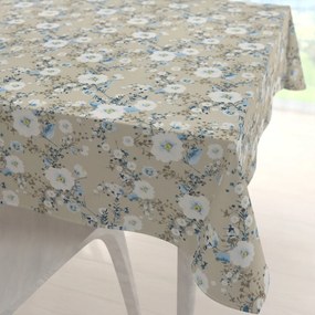 Biante Bavlnený štvorcový obrus Sandra SA-552 Modré popínavé kvety na béžovom 50x50 cm