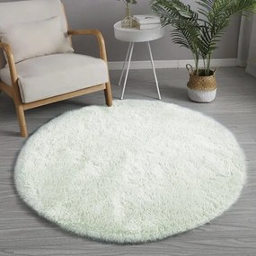Protišmykový koberec SHAGGY biely kruh