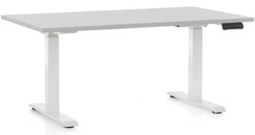 Výškovo nastaviteľný stôl OfficeTech C, 140 x 80 cm, biela podnož, svetlo sivá