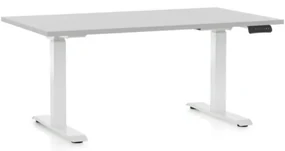 Výškovo nastaviteľný stôl OfficeTech C, 140 x 80 cm, biela podnož, svetlo sivá
