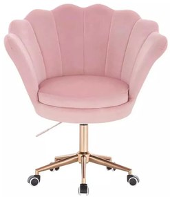 LuxuryForm DESIGN Kreslo FREY VELUR na zlatej podstave s kolieskami - ružová