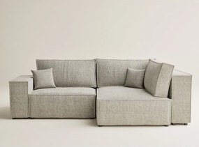 Béžová ženilková rozkladacia/s úložným priestorom rohová pohovka (pravý roh/do L) Tonga – Maison de Rêve