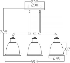Feiss FE-HOBSON-3P-AB - Luster na tyči HOBSON 3xE27/60W/230V bronzový
