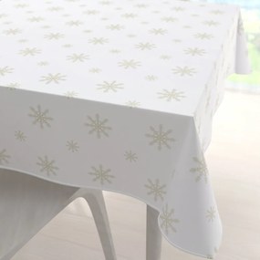 Biante Teflónový štvorcový obrus TF-119 Vianočné béžové vločky na bielom 110x110 cm