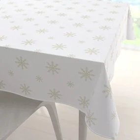 Biante Teflónový štvorcový obrus TF-119 Vianočné béžové vločky na bielom 110x110 cm