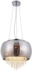 Závesné svietidlo Starlight, 1x kryštáliky/chrómové sklenené tienidlo, ch