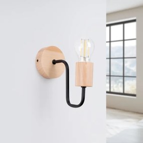 Sollux SL.1668 - Nástenná lampa TIMBO 1xE27/15W/230V čierna/béžová/buk