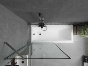 Mexen Next, 1-krídlová vaňová zástena 90 x 150 cm, 6mm číre sklo - čierny vzor, brúsená grafitová, 895-090-000-00-70-66