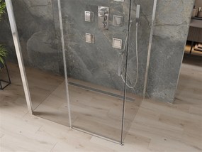 Mexen Omega 3-stenný sprchovací kút, 140 x 100 cm, priehľadný, chróm, 825-140-100-01-00-3S