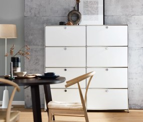 Vysoká komoda »CN3« s 8 výklopnými dvierkami, biela