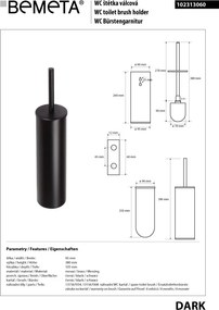Bemeta Design DARK: WC kefa, na postavenie/zavesenie - 102313060