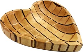 AMADEA Drevená miska s mozaikou v tvare srdca, masívne drevo, 3 druhy drevín, 25x25x4,5 cm