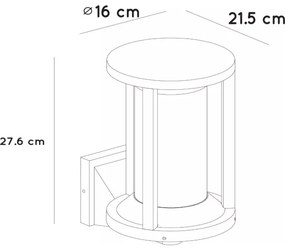 Lucide 15803/01/30 - Vonkajšia nástenná lampa CADIX 1xE27/15W/230V IP65