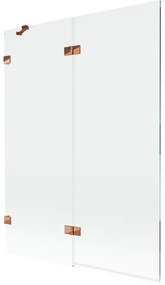 Mexen Lunar, 2-krídlová vaňová zástena ľavá 130 x 150 cm, číre sklo, ružové zlato, 897-130-100-60-00-L