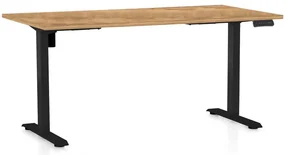 Výškovo nastaviteľný stôl OfficeTech B, 160 x 80 cm, čierna podnož, dub zlatý