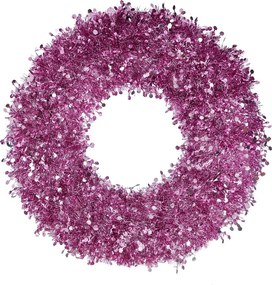 PINK TINSEL Veniec trblietavý 60 cm - ružová