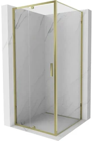 Mexen Exo, výklopný sprchový kút 90 x 90 cm, číre sklo, zlatá, 819-090-090-50-00