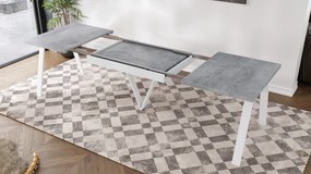 AVERY Betón Millenium / biela spodná časť - LOFTOVÝ / PRIEMYSELNÝ STÔL DO OBÝVAČKY/ JEDÁLNE ROZKLADACÍ DO 330 cm!
