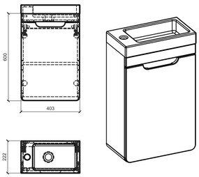 Kúpeľňová závesná skrinka pod umývadlo BÁRA 40 cm