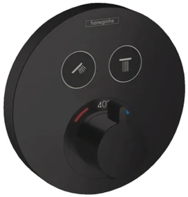 Hansgrohe Shower Select, termostatická batéria pod omietku na 2 spotrebiče, čierna matná, HAN-15743670