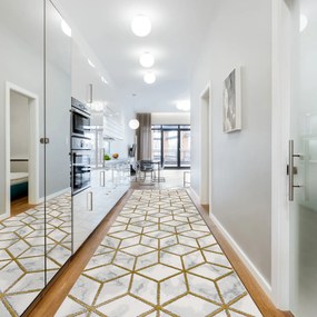 Behúň EMERALD 1014 Glamour exclusive, kocka, krémový - zlatý