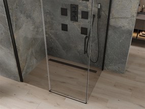 Mexen OMEGA sprchovací kút 160x100cm, 8mm sklo, čierny profil-číre sklo, 825-160-100-70-00