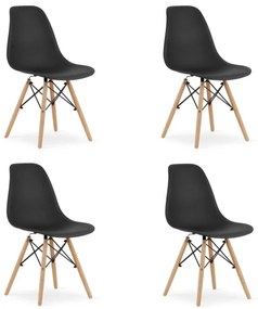 Set 4 stoličiek OSAKA čierne / prírodné nohy