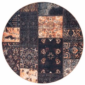 Koberec ANTIKA Ancient Chocolate patchwork čierny / terakota