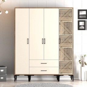 Šatníková skriňa Kiara STP (orech + krémová). Akcia -15%. Vlastná spoľahlivá doprava až k Vám domov. 1088416