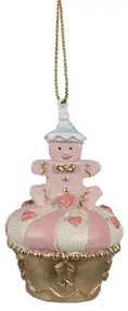 Ružovo-zlatá vianočná ozdoba Cupcake - Ø 5*8 cm