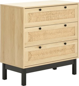 XXXLutz KOMODA, borovica, prírodná farba, čierna, 80/80/39,5 cm MID.YOU - Komody - 001713006901