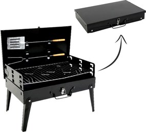 BBQ Meeting SKLADACÍ TURISTICKÝ GRILOVACÍ KUFR S VIDLIČKAMI A ŠPATULOU 43 x 26,5 x 46,5 CM *4841