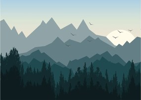Obraz - Hory pohľadom grafika (70x50 cm)